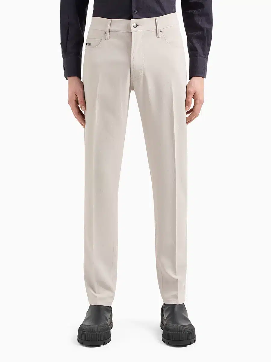 Siempre Emporio Armani men slim-fit five-pocket trousers spring 2024 