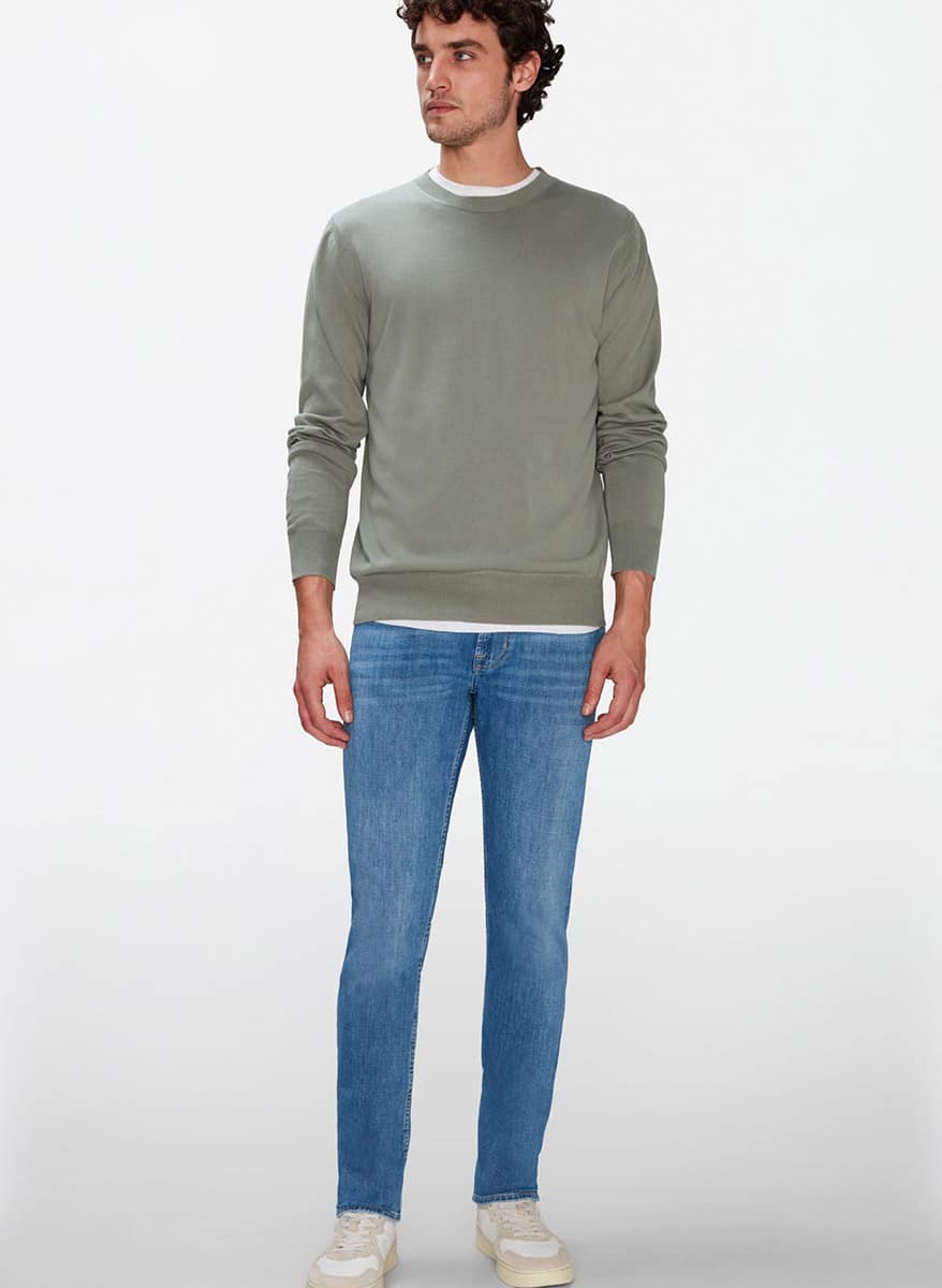 Siempre heren 7 for all mankind jeans slimmy blauw spring 2023 